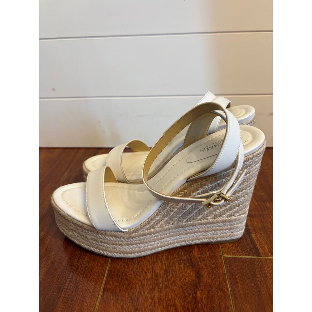 MICHAEL MICHAEL KORS Leighton Leather Wedge Sandal Platform White Size 9.5 NWOT - Picture 3 of 8